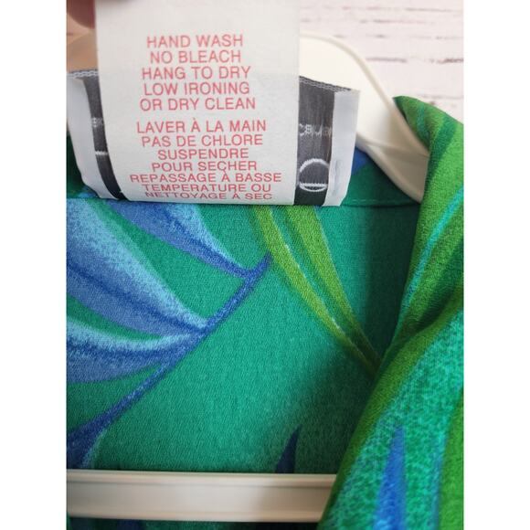 NWT Vtg Leslie Belle Shell buttons Green Blue Botanical Dress & Shirt Size 8 - Picture 13 of 16